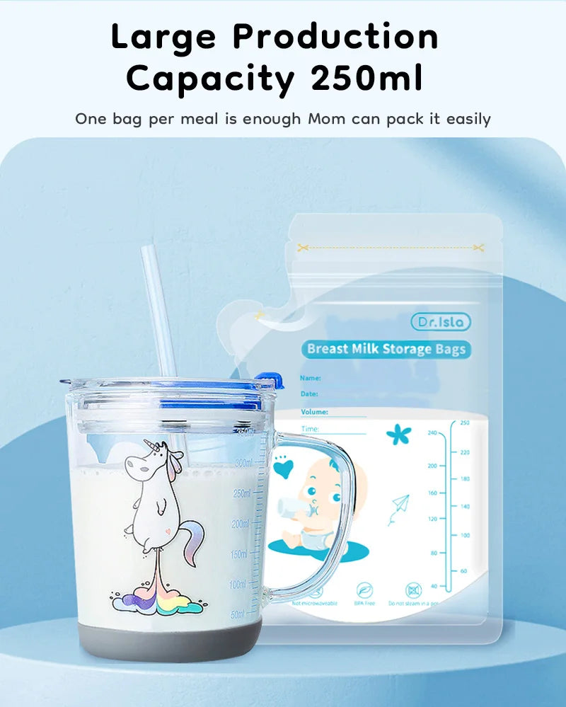 Breast Milk Storage Bags 8oz/250ml (Double Zip), 30-Pack