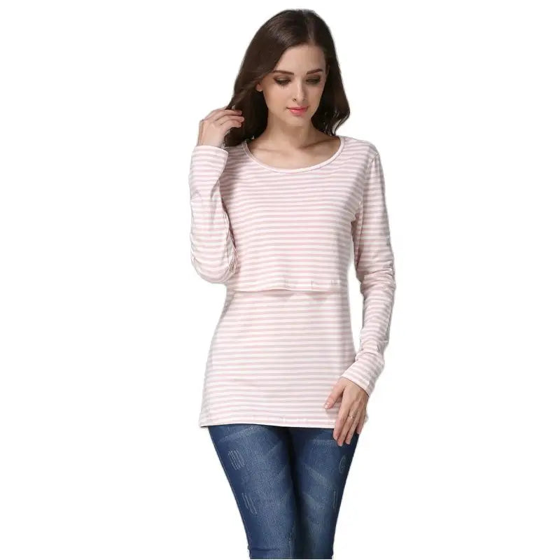 Striped Long-Sleeve Nursing Tee