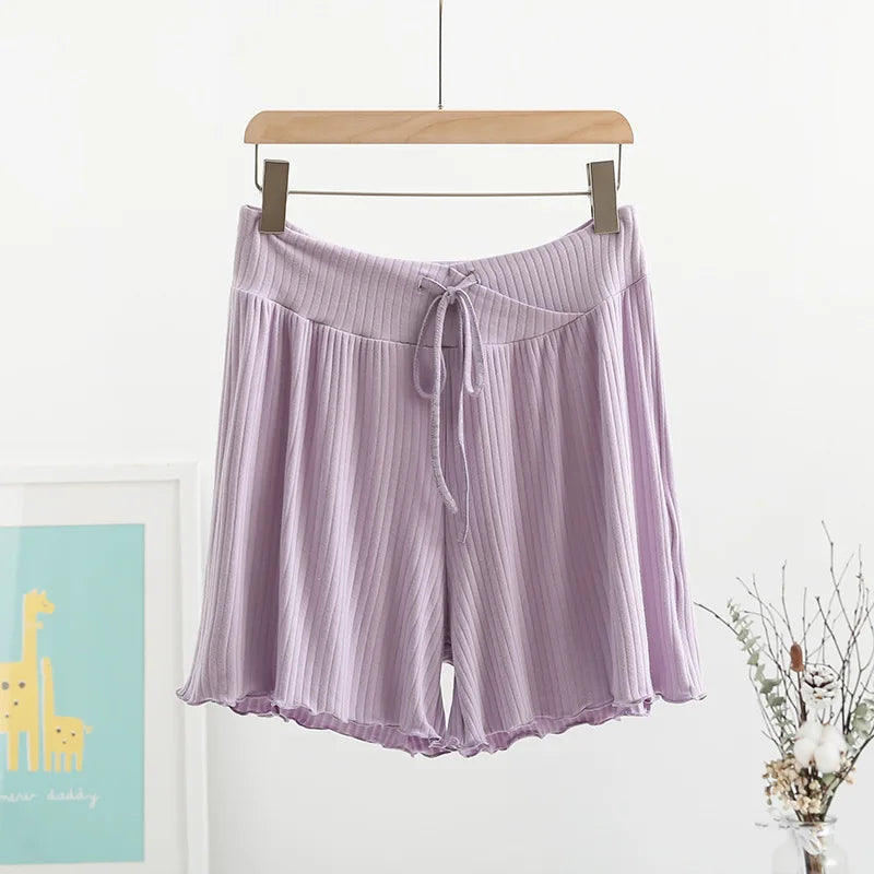 Ribbed Low-Rise Maternity Lounge Shorts