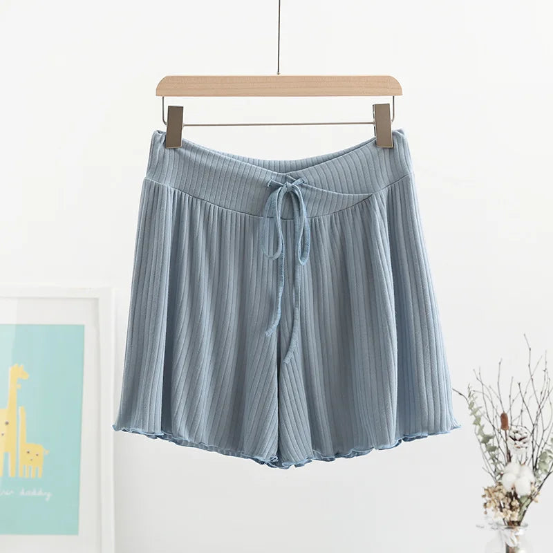 Ribbed Low-Rise Maternity Lounge Shorts