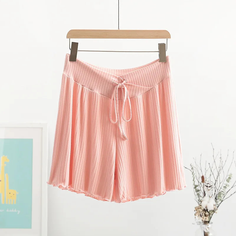 Ribbed Low-Rise Maternity Lounge Shorts