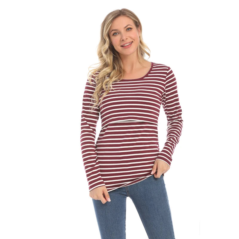 Striped Long-Sleeve Nursing Tee