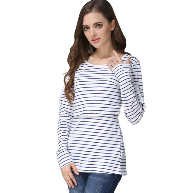 Striped Long-Sleeve Nursing Tee