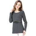 Striped Long-Sleeve Nursing Tee in Black – breastfeeding shirt