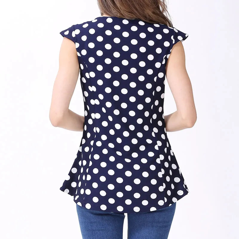 Polka Dot Flutter-Sleeve Nursing Top