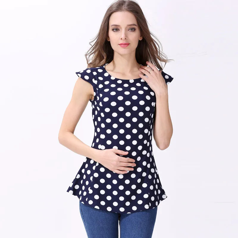 Polka Dot Flutter-Sleeve Nursing Top