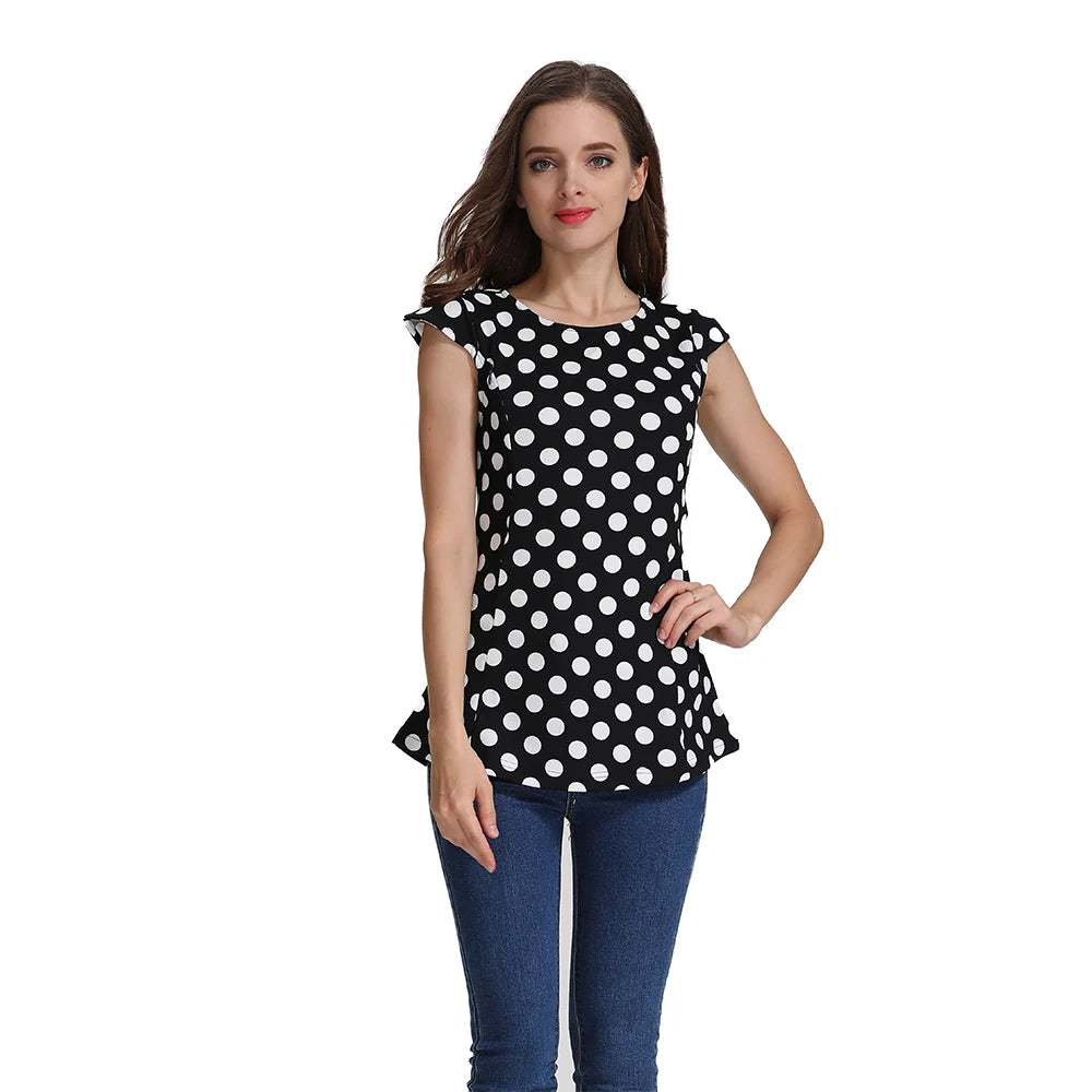 Polka Dot Flutter-Sleeve Nursing Top