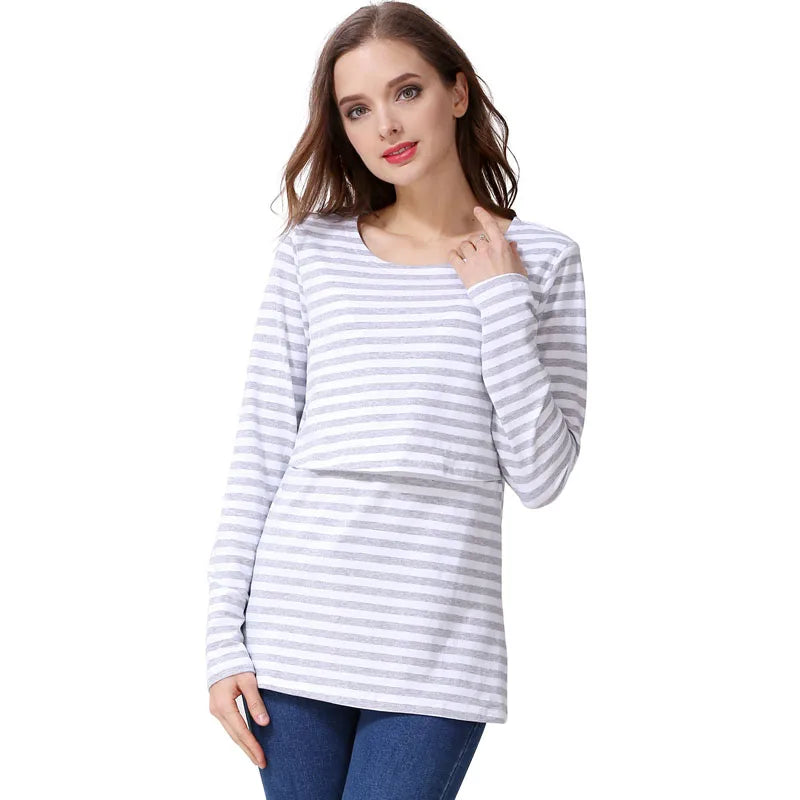 Striped Long-Sleeve Nursing Tee