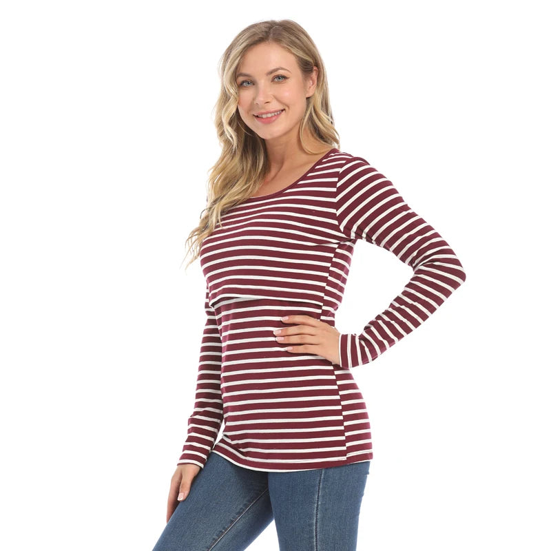 Striped Long-Sleeve Nursing Tee