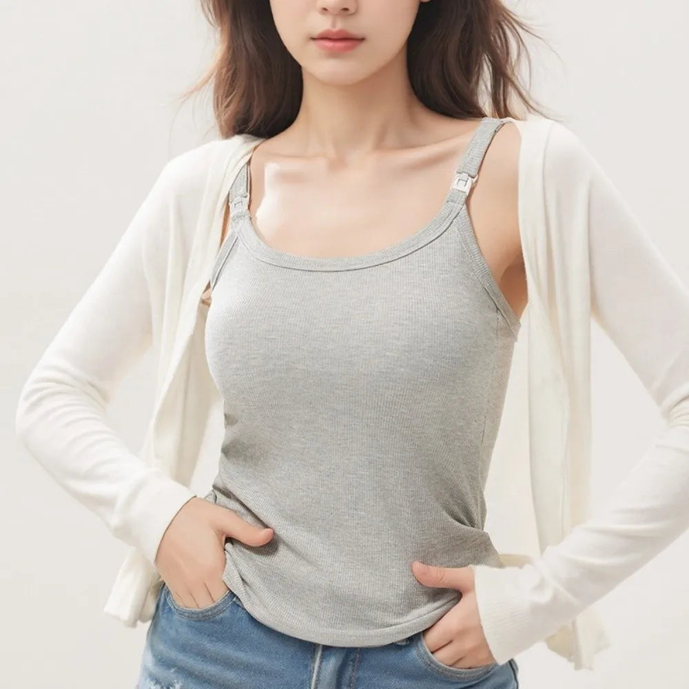 Ribbed Nursing Cami with Built-in Cups