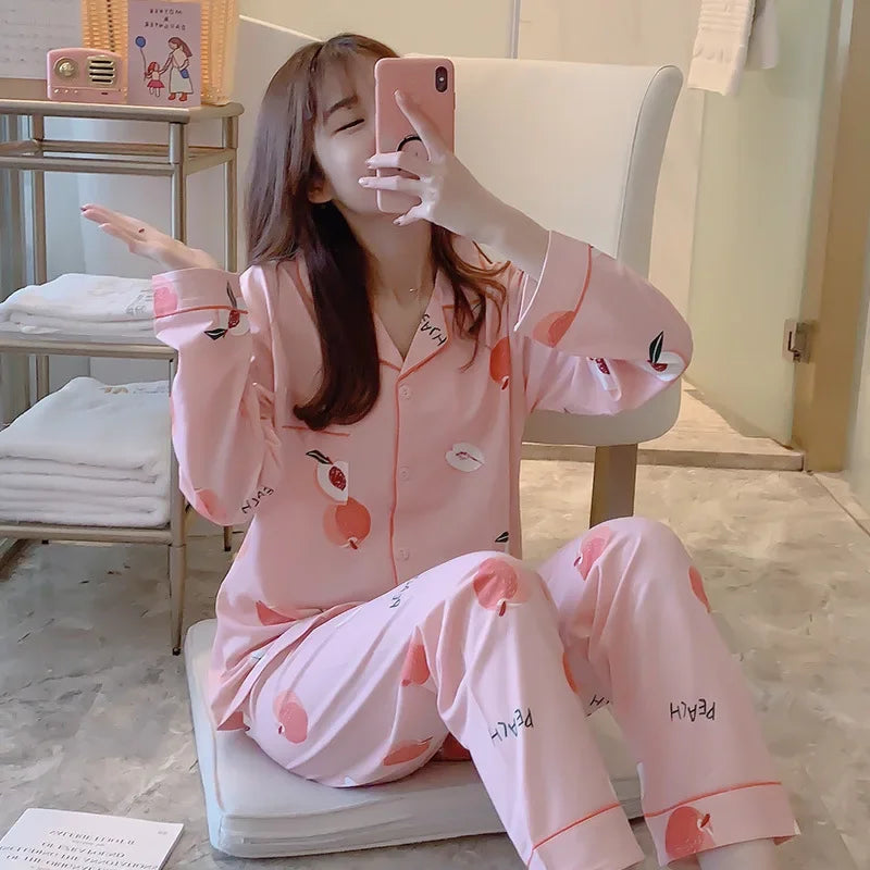 V-Neck Button-Down Pajama Set