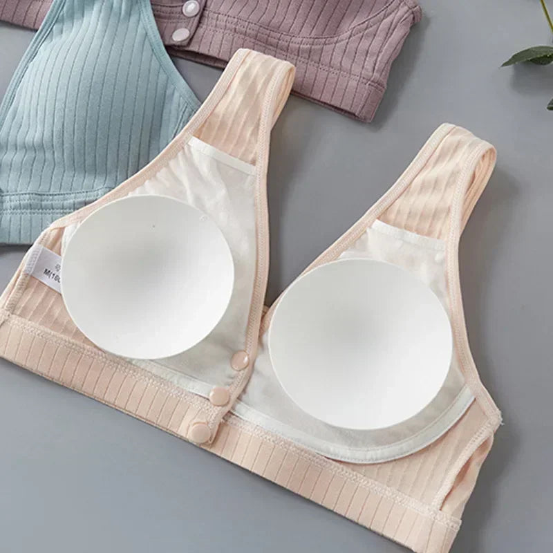 Ribbed Cotton Front-Zip Nursing Bra