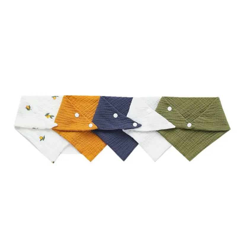 5pc Muslin Triangle Bandana Bibs