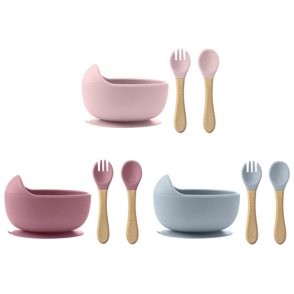 3-Piece Suction Bowl, Spoon & Fork Set