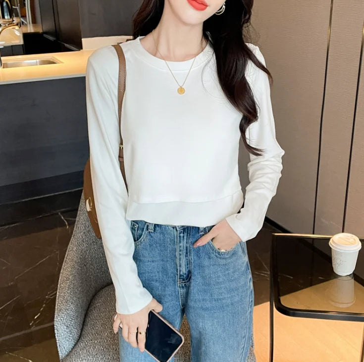Lace Faux Two-Piece Nursing Top
