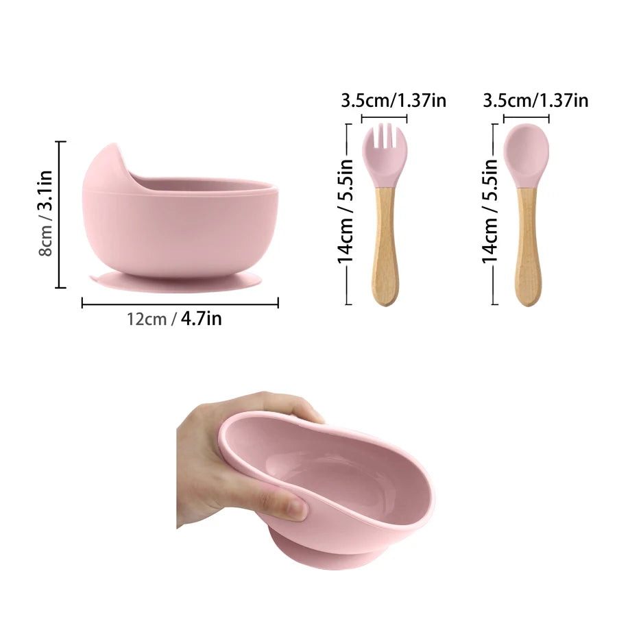 3-Piece Suction Bowl, Spoon & Fork Set