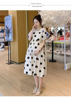 Polka Dot Short-Sleeve Maternity Dress – pregnancy dress