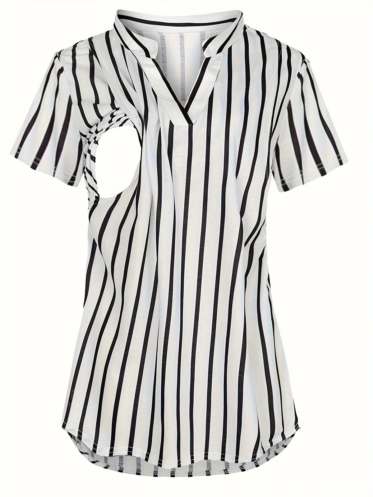 V-Neck Plaid Short-Sleeve Nursing Tee