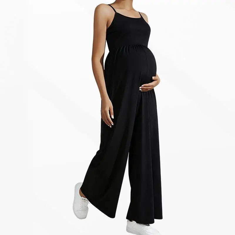 Spaghetti Strap Wide-Leg Maternity Jumpsuit