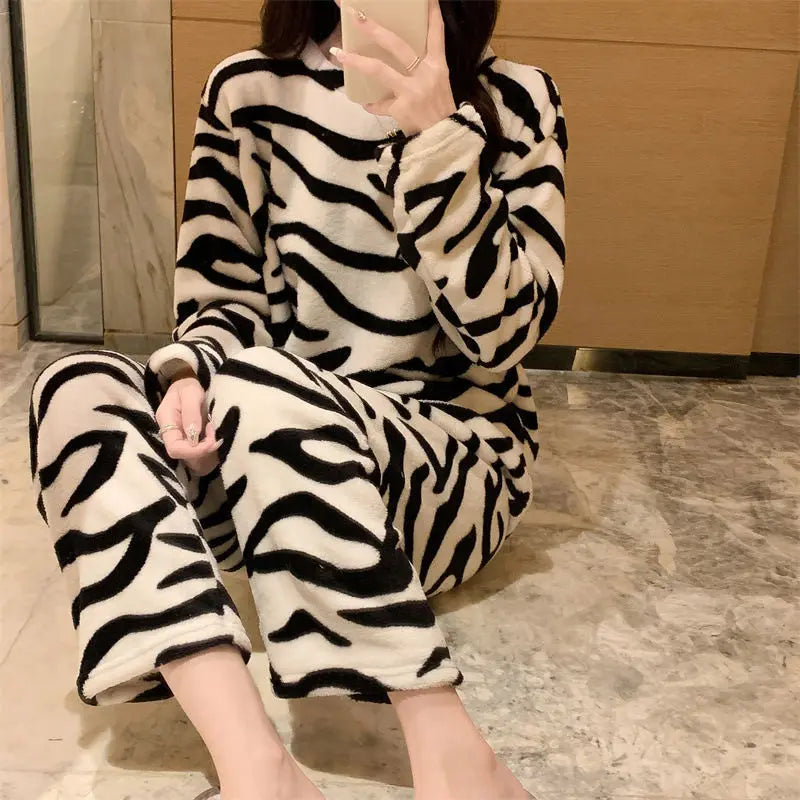 Zebra Plush Fleece Pajama Set, view 3