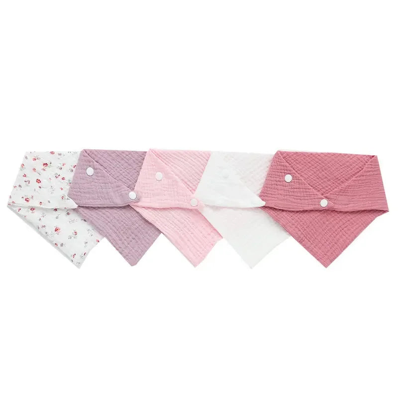 5pc Muslin Triangle Bandana Bibs