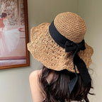 Wide Brim Straw Sun Hat with Bow – wide brim hat