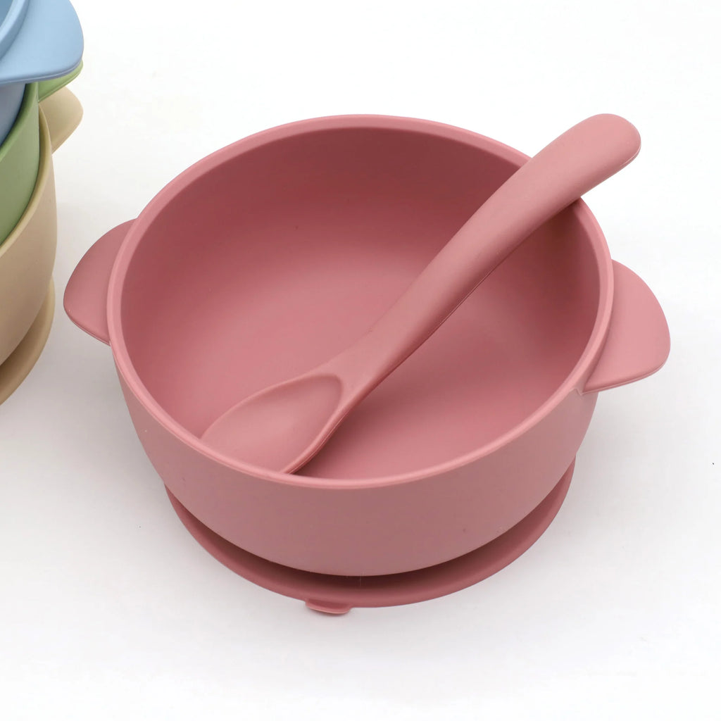 Suction Silicone Bowl Set with Lid & Spoon – suction bowl