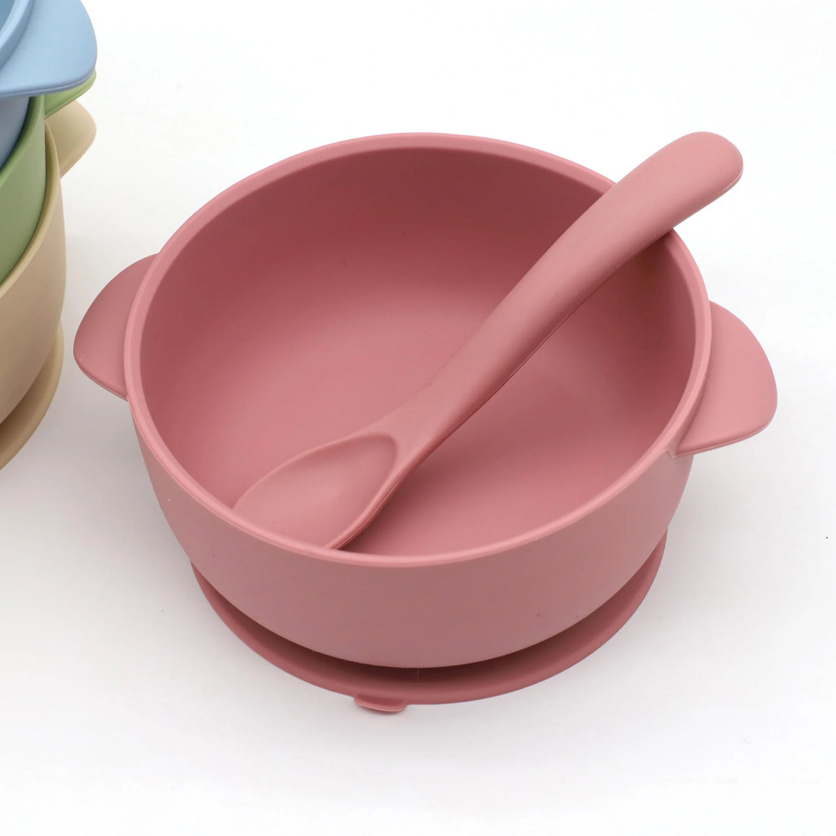 Suction Silicone Bowl Set with Lid & Spoon