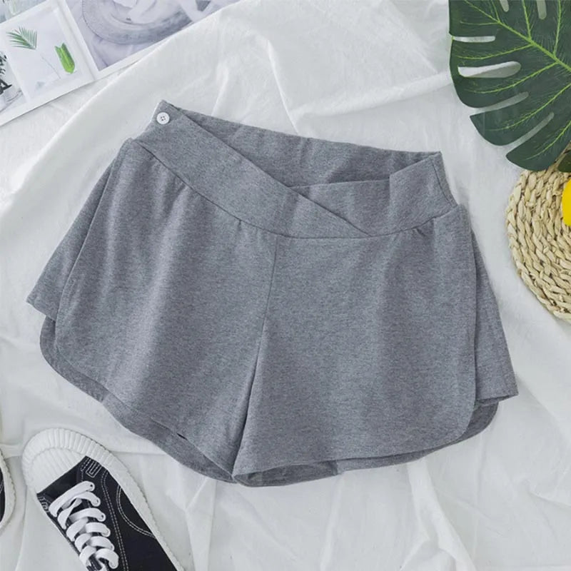 Low-Waist Wide-Leg Maternity Shorts