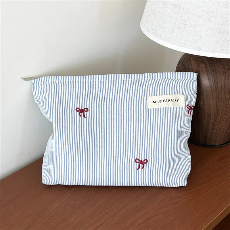 Embroidered Bow Gingham Mommy Pouch
