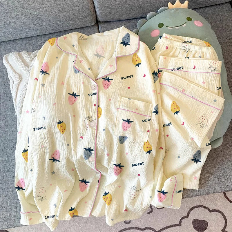 Bow-Tie Long-Sleeve Pajama Set