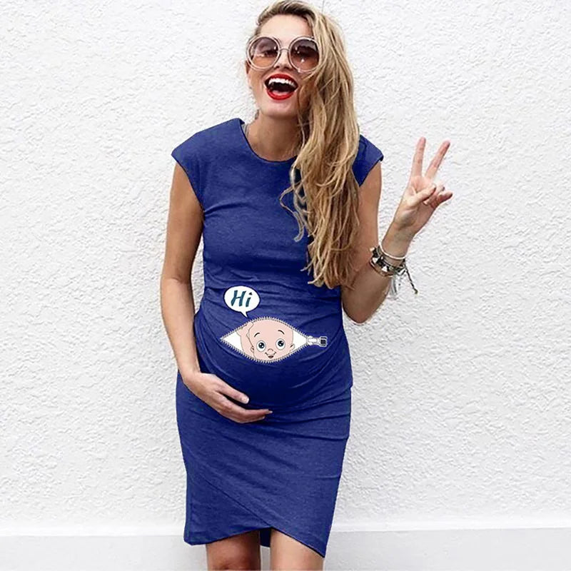 Peekaboo Baby Print Maternity T-Shirt Dress