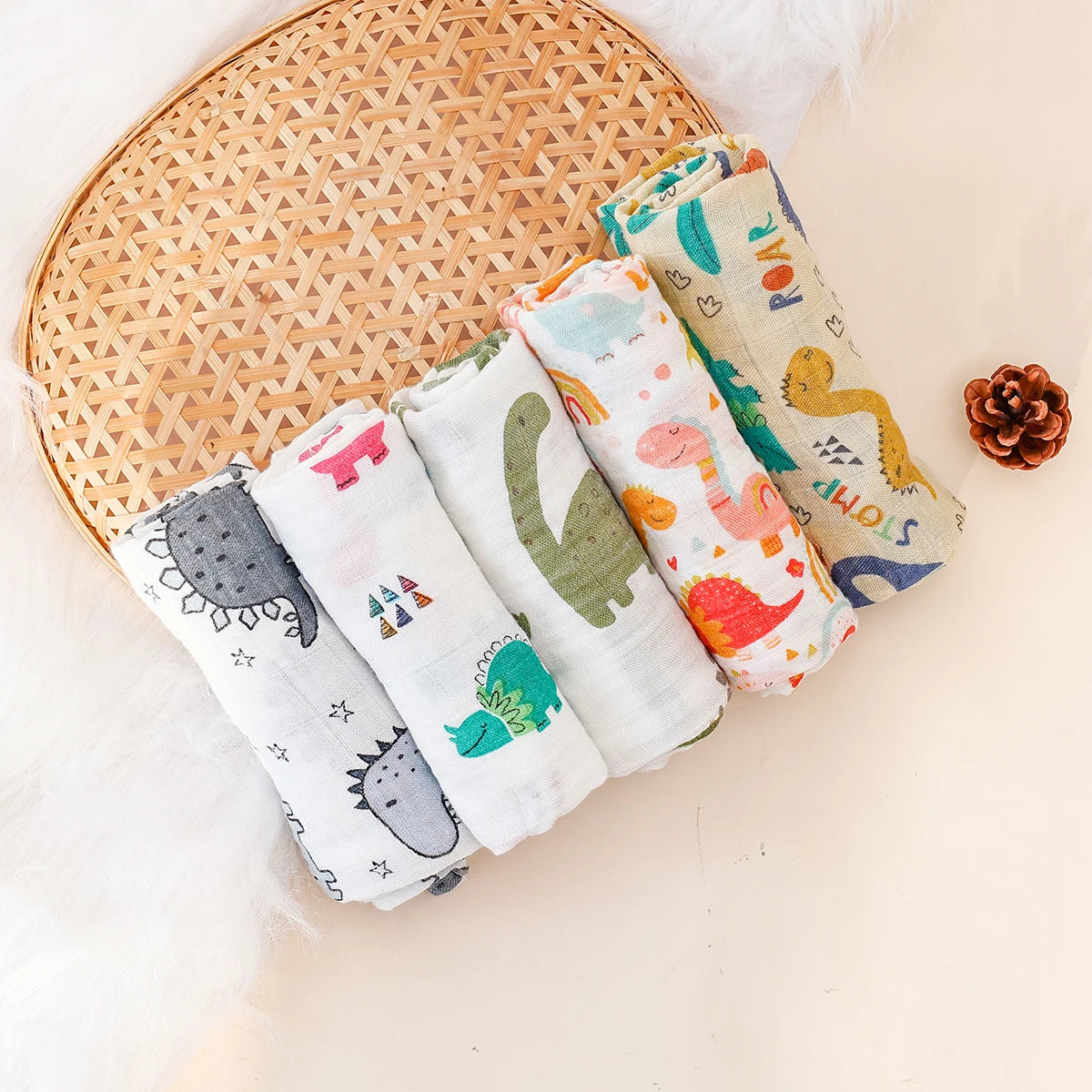 5pc Muslin Burp Cloth Set