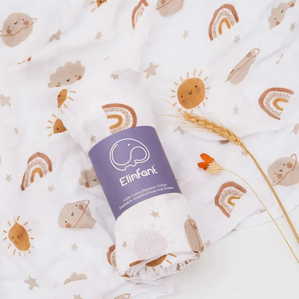 Bamboo Cotton Muslin Swaddle Blanket 120x110cm