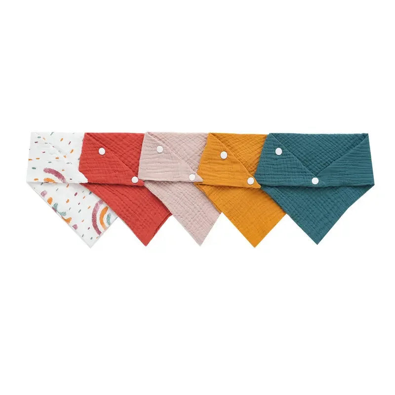5pc Muslin Triangle Bandana Bibs