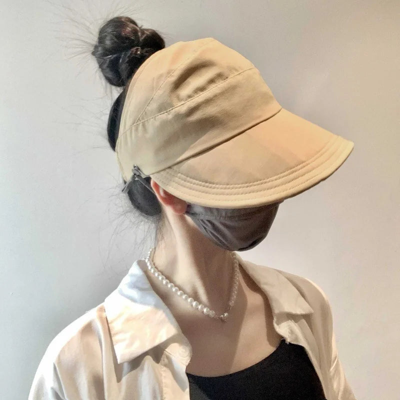 Wide Brim Ponytail Sun Hat