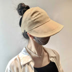 Wide Brim Ponytail Sun Hat