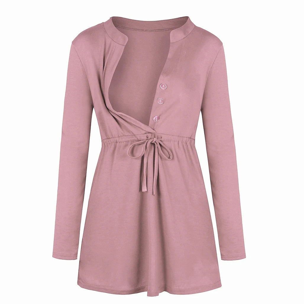 Tie-Waist Long-Sleeve Nursing Top