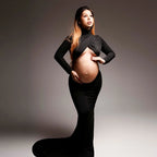Turtleneck Cut-Out Bump Maternity Photoshoot Gown