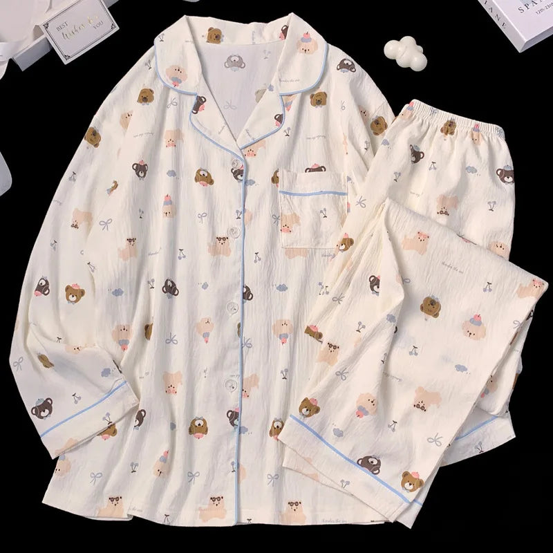 Cartoon Bear Maternity Nursing Pajama Set