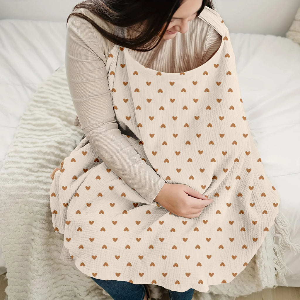 Printed Gauze Nursing Shawl with Neck Strap