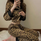 Leopard Print Long-Sleeve Pajama Set – women's sleepwear