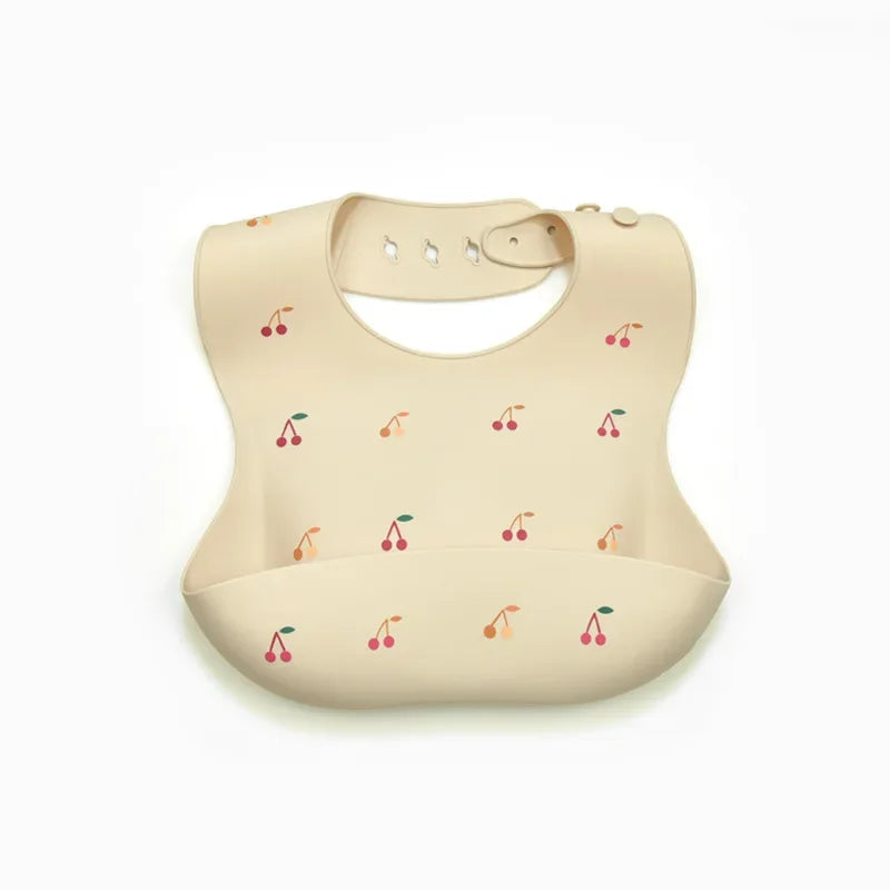 Cherry Print Silicone Bib