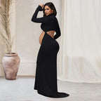 Turtleneck Cut-Out Bump Maternity Photoshoot Gown