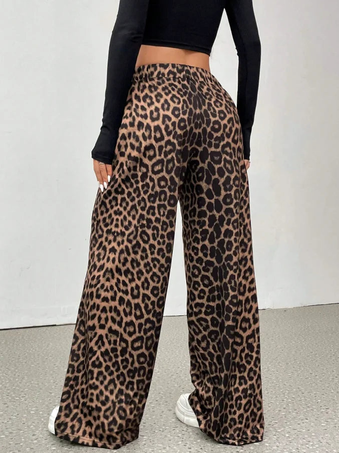 Leopard Print Wide-Leg Lounge Pants – matching set