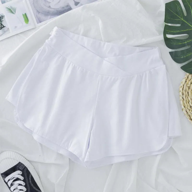 Low-Waist Wide-Leg Maternity Shorts
