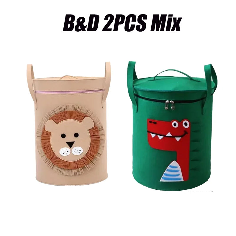 Cartoon Animal Foldable Storage Bin with Lid – nursery storage