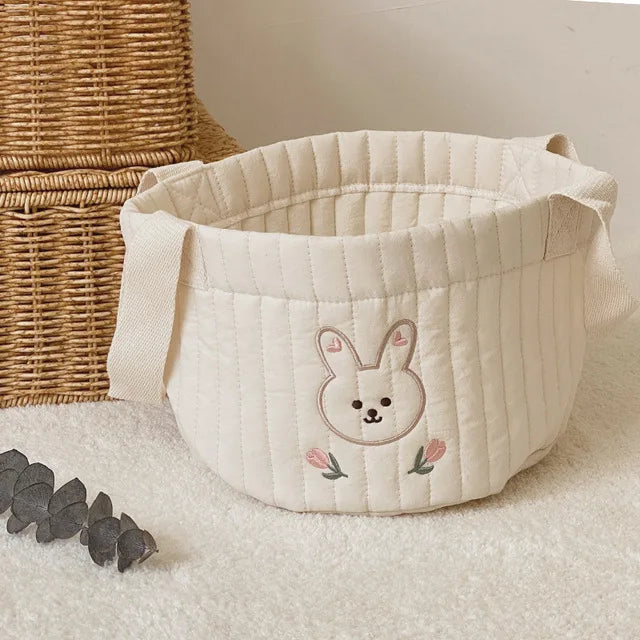 Quilted Bear Embroidered Nursery Caddy Basket