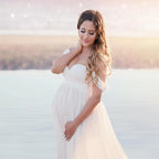 Lace & Chiffon Split-Front Maternity Photoshoot Gown