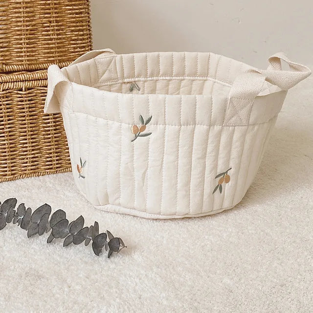 Quilted Bear Embroidered Nursery Caddy Basket